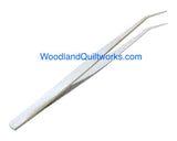 Tweezer 6" Long Stainless Steel Bent Nose - Woodland Quiltworks, LLC